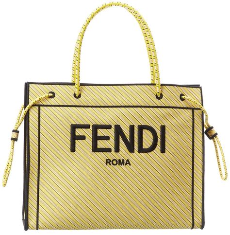 fendi roma logo canvas shopper tote